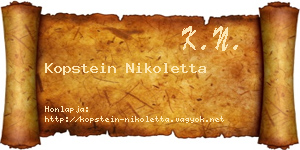 Kopstein Nikoletta névjegykártya